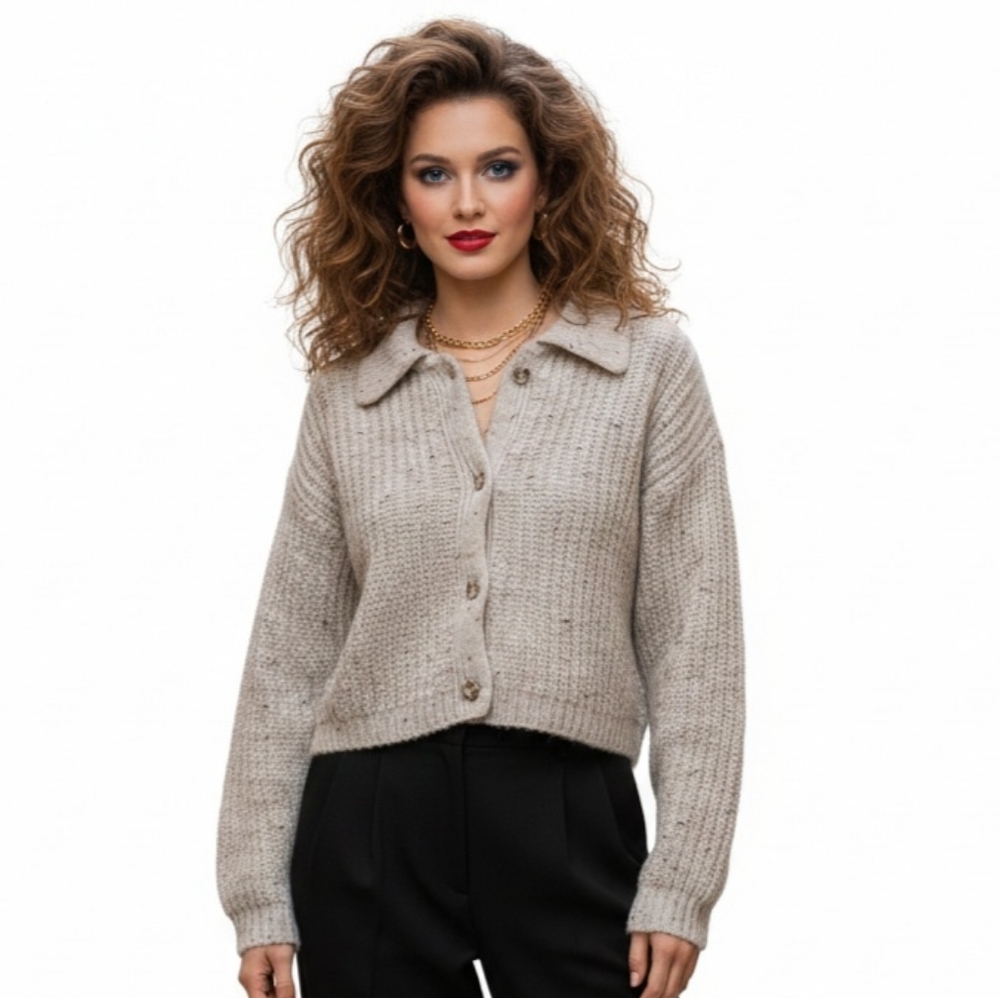 Rare Vintage Eddie Bauer 80s Oatmeal Wool Cardigan  NWT Made in UK  Size:M - Picture 12 of 15